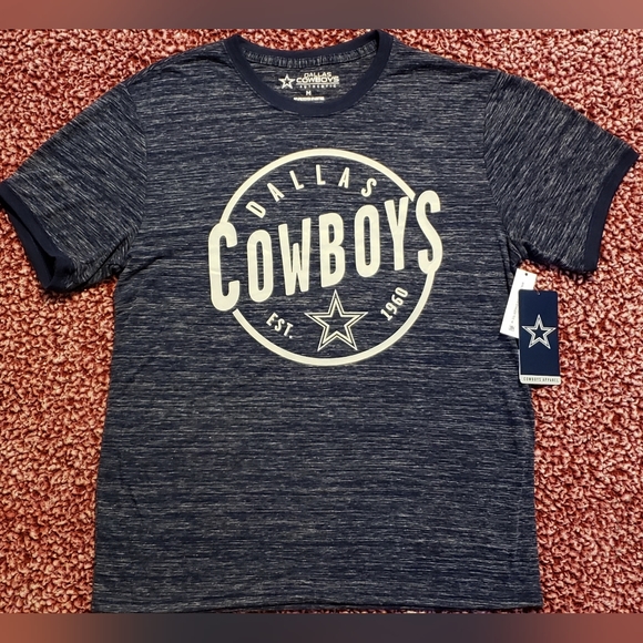 DALLAS COWBOYS Men's "Fischer Ringer" Heathered Navy Blue T-Shirt (L, XL, 2XL,3X - Picture 1 of 5